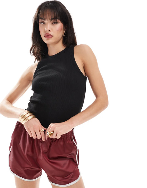  Selected Ribbed Vest In Black 