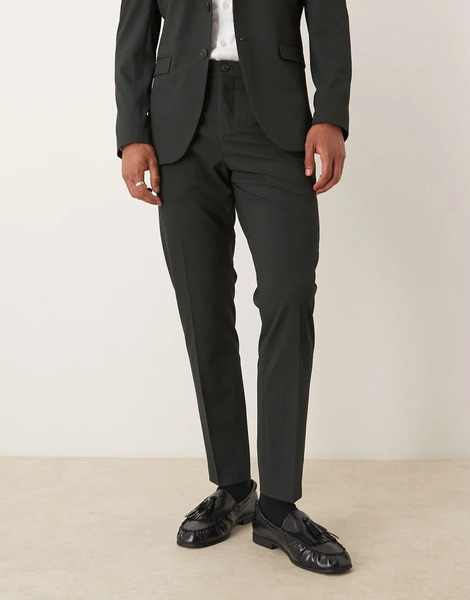  Selected Slim Fit Suit Trouser In Dark Green 