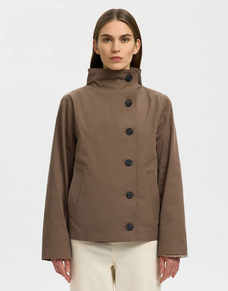  Selected Trenchcoat In Chocolate Chip Brown 