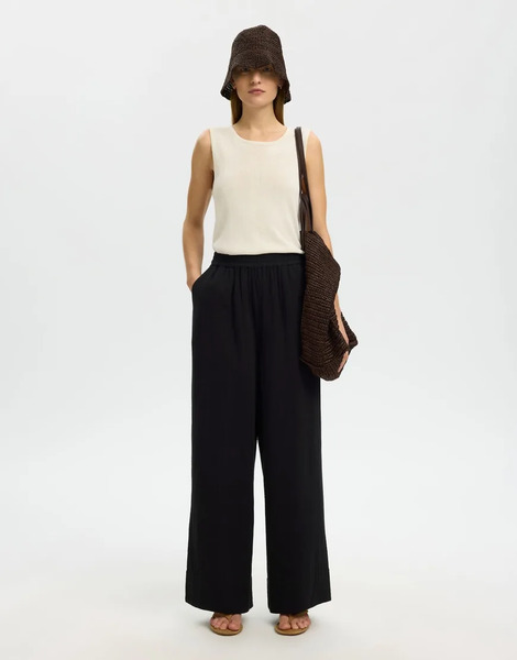  Selected Wide Leg Trousers In Black 