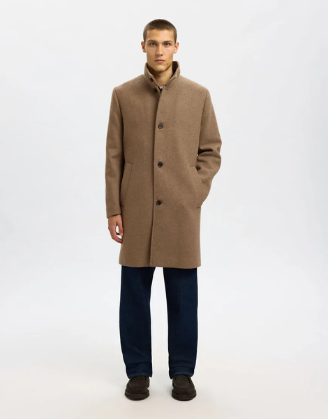  Selected Wool Blend Coat In Fallen Rock Grey 
