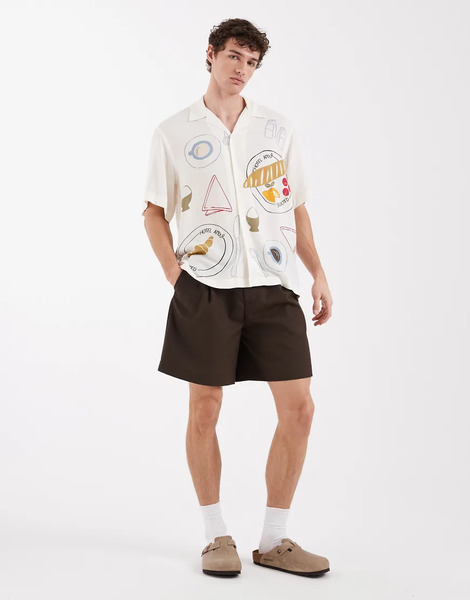  Selected Wool Blend Shorts In Brown 