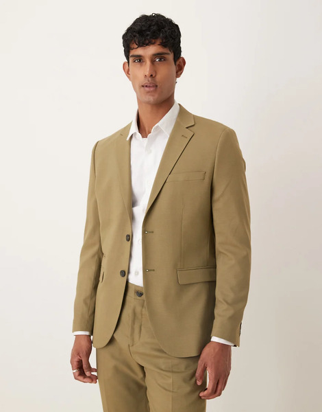  Selected Wool Blend Slim Fit Blazer In Green 