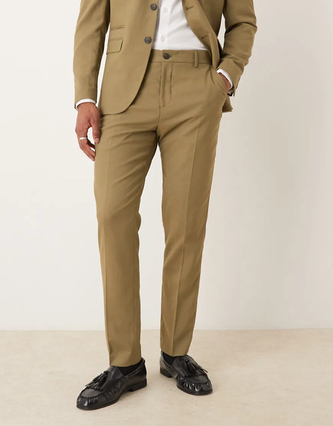  Selected Wool Blend Slim Fit Trouser In Green 