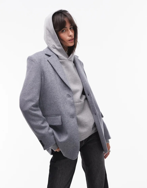  Selected Wool Mix Blazer In Grey 