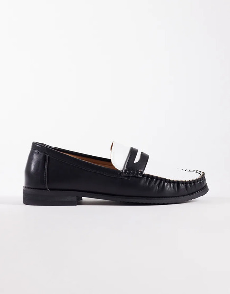 Seqwl Hero Contrast Rouched Loafer In Black/white Multi 