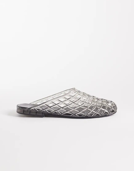  Seqwl Jelly Cage Mule In Charcoal Grey 