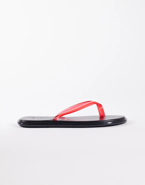  Seqwl Jelly Flip Flops In Black With Red Strap 