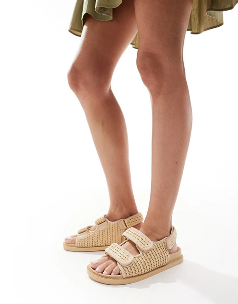  Seqwl Kidman Double Strap Raffia Sandal In Natural Neutral 