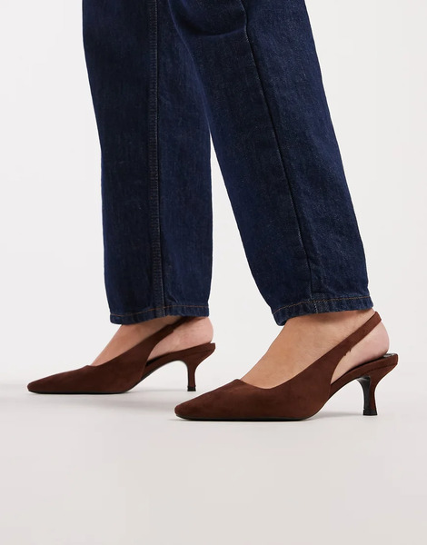  Seqwl Maybach Slingback Kitten Heels In Brown Suede   Brown 