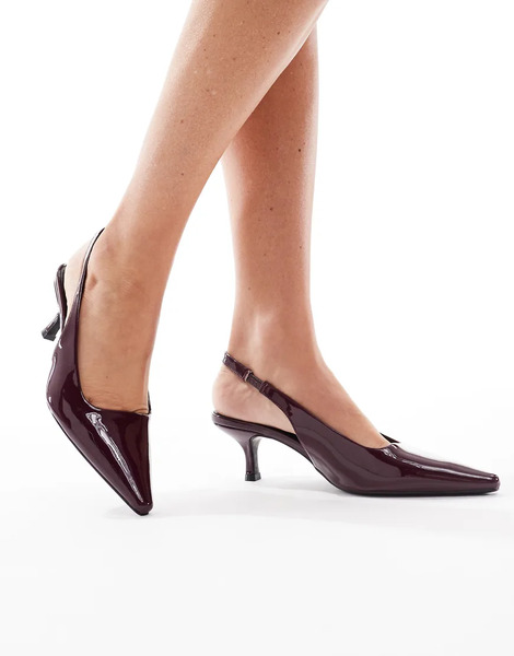  Seqwl Maybach Slingback Kitten Heels In Dark Berry Red 