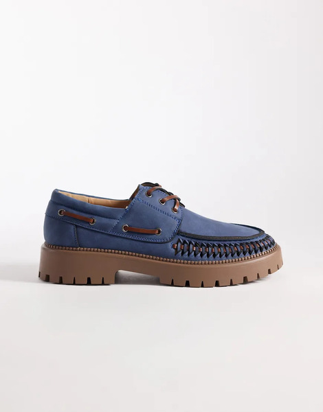  Seqwl Mexton Lace Up Chunky Shoes In Blue 