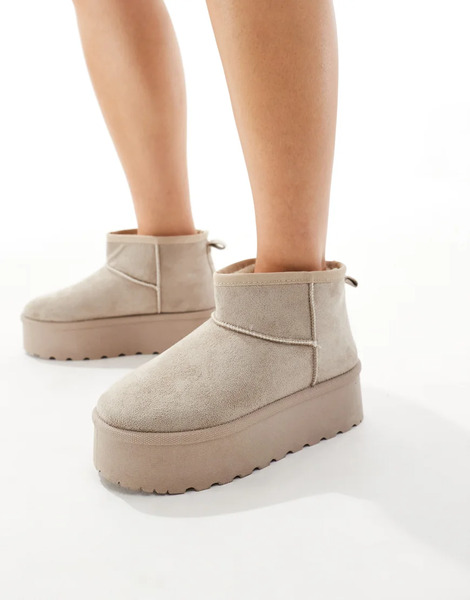  Seqwl Mini Flatform Boots In Mushroom Neutral 