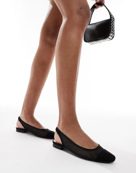  Seqwl Phelps Sling Back Ballet Flats In Mesh Black 