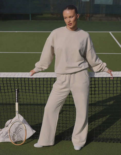  Simmi London Embroidered Oversized Sweatshirt In Stone Neutral 