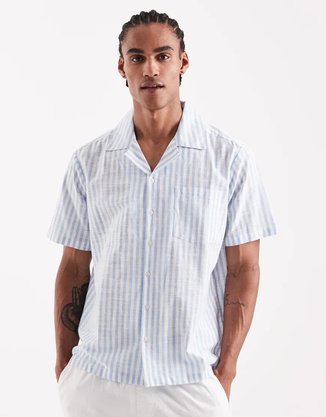  Sol Beach Beach Shirt In Light Blue Stripe 