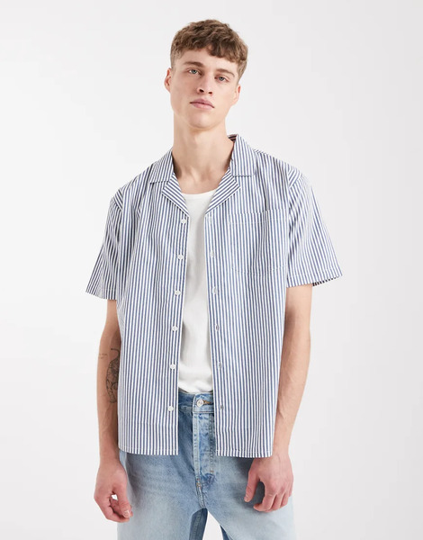  Sol Beach Beach Shirt In Navy Stripe 