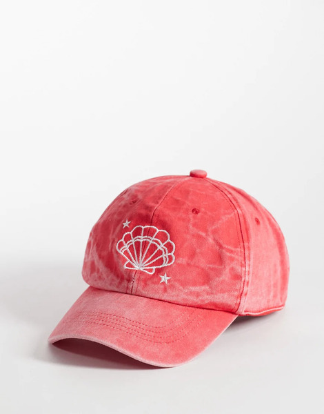  South Beach Embroidered Shell Cap In Washed Red 