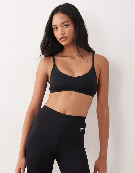  Speedo Solid Triangle Bikini Top In Black 