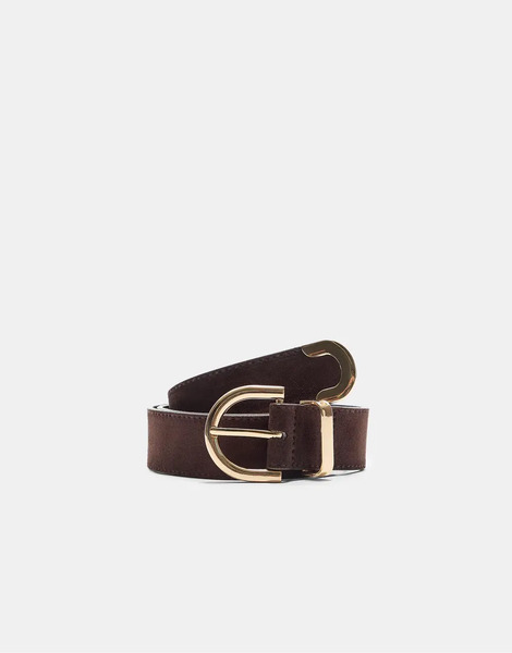  Stradivarius Basic Belt With Round Buckle In Pale Camel Neutral 
