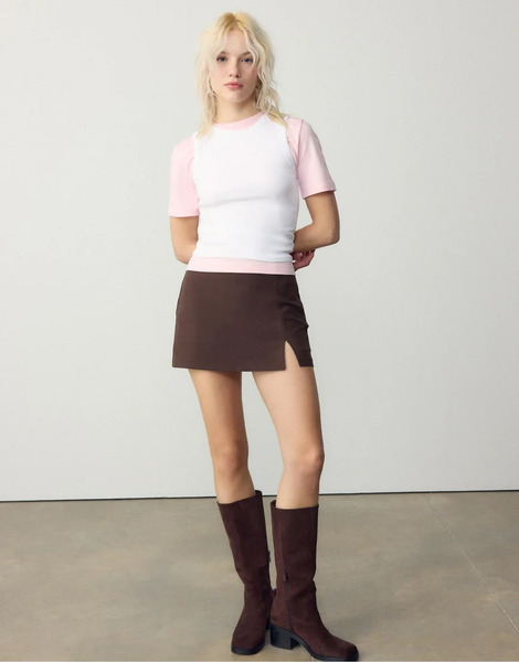  Stradivarius Basic Fitted Top In White 
