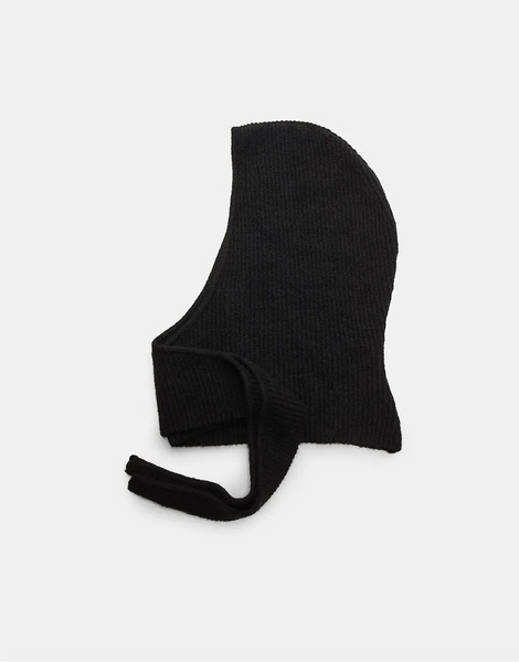  Stradivarius Basic Knit Balaclava In Black 