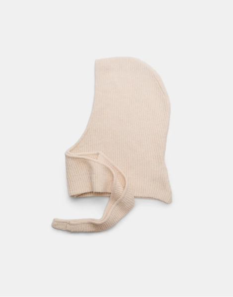  Stradivarius Basic Knit Balaclava In Ecru White 