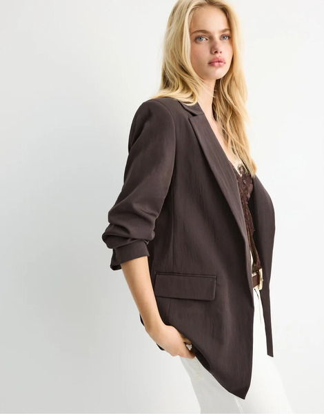  Stradivarius Basic Rustic Blazer In Brown 