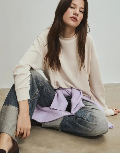 Stradivarius Basic Soft Touch Sweatshirt In Stone Neutral 