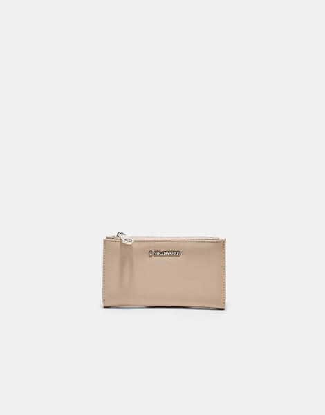  Stradivarius Basic Zip Up Purse In Transparent White 