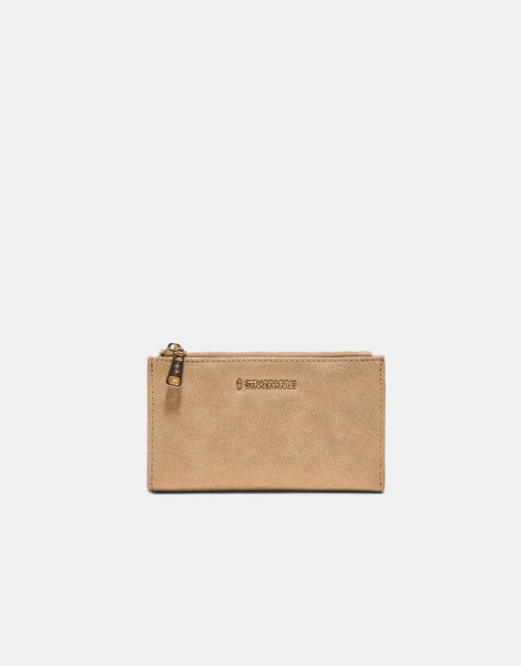  Stradivarius Basic Zip Up Purse In Yellow 