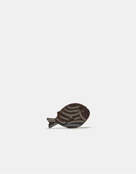  Stradivarius Beaded Fish Purse In Brown 