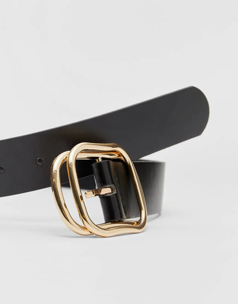  Stradivarius Belt With Double Buckle In Black 