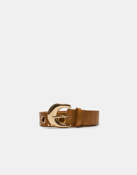  Stradivarius Belt With Gold Details In Brown 