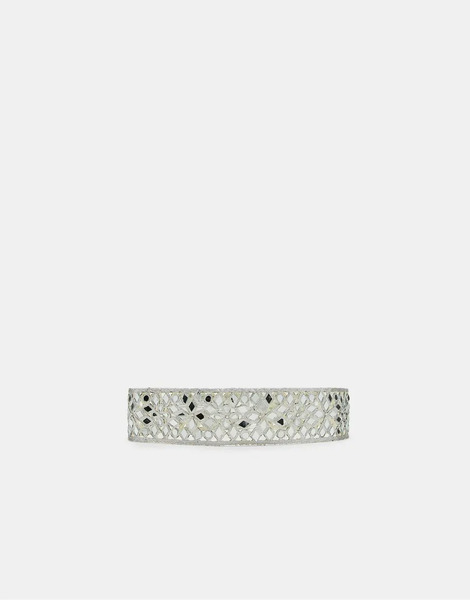  Stradivarius Belt With Mirror Appliqués In Grey 