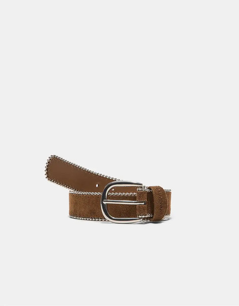  Stradivarius Belt With Side Beads In Brown 