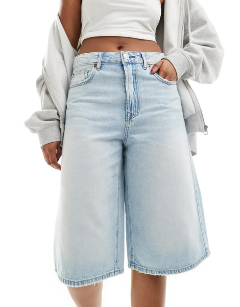  Stradivarius Bermuda Jorts In Light Blue 
