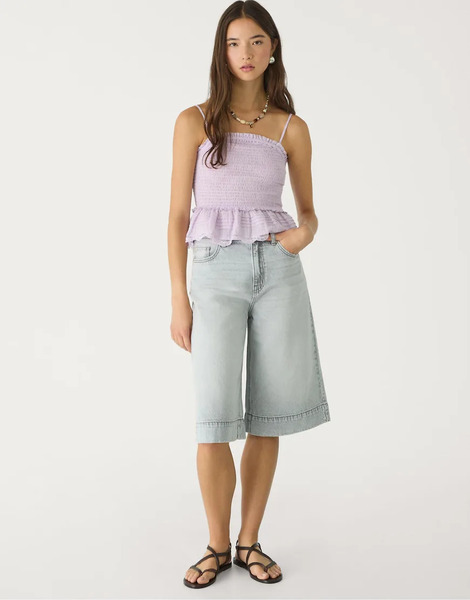  Stradivarius Bermuda Jorts In Overdyed Blue Grey 