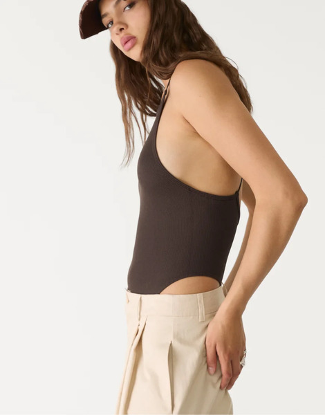  Stradivarius Bodysuit With Embellished Back In Brown 