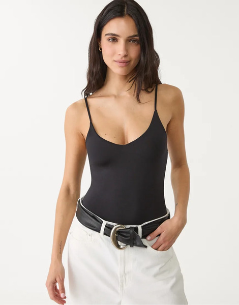  Stradivarius Bodysuit With Straps In Black 