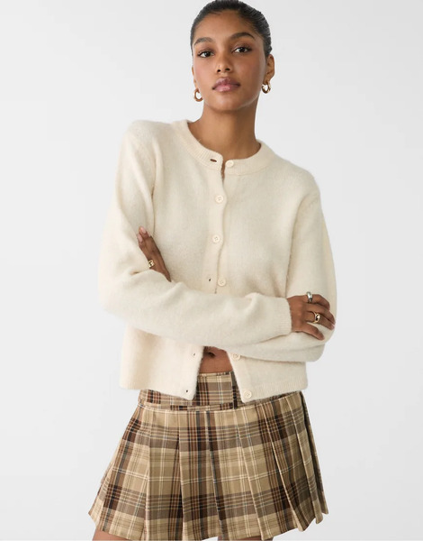  Stradivarius Cardigan In Ecru White 