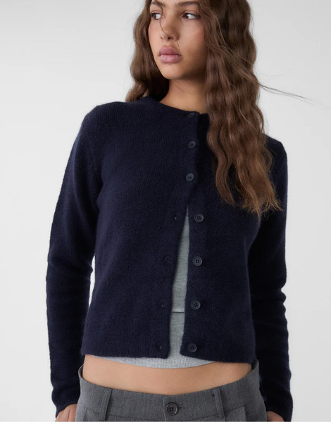  Stradivarius Cardigan In Navy Blue 