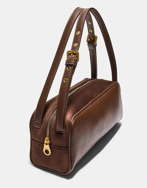  Stradivarius Contrast Shoulder Bag With Double Handle In Brown 