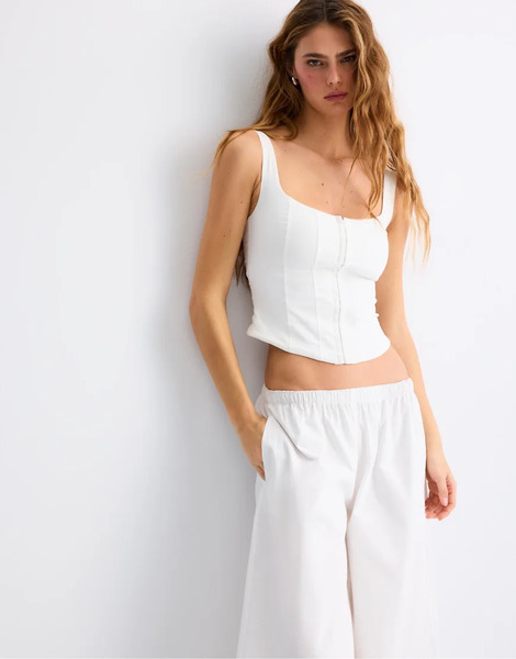 Stradivarius Corset Top With Straps In White 