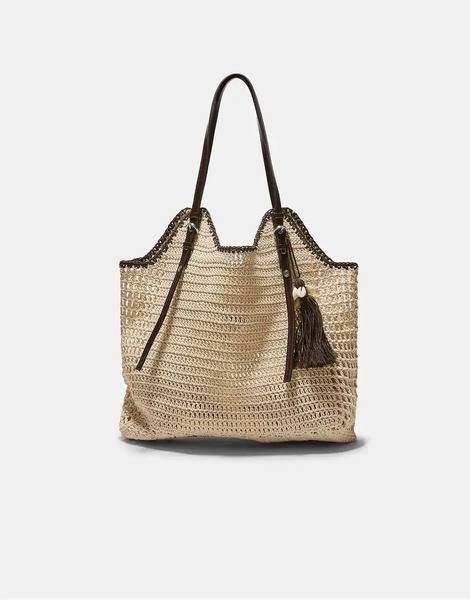  Stradivarius Crochet Shoulder Bag In Ecru White 