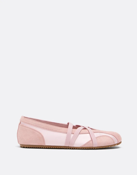  Stradivarius Crossover Strap Sneakerinas In Pink 