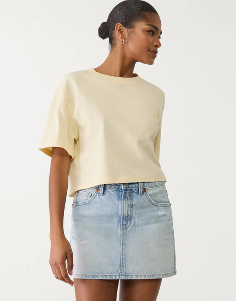  Stradivarius D60 Denim Mini Skirt In Blue Denim 