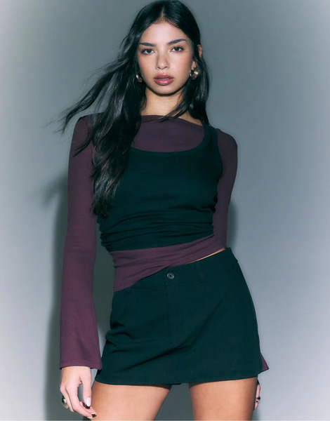 Stradivarius D62 Mini Skort In Black 