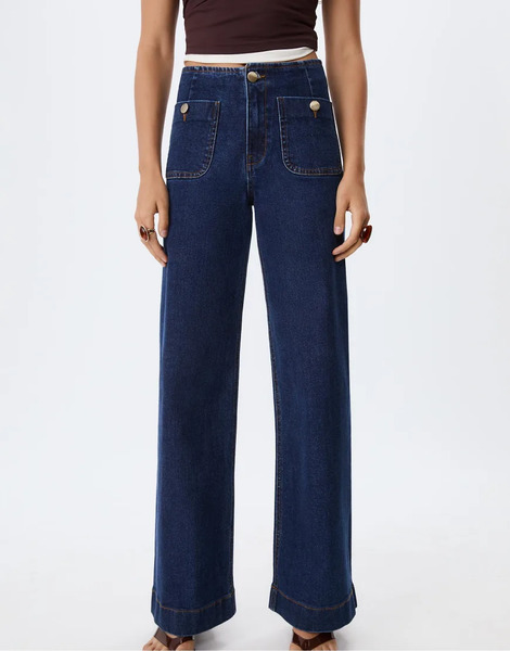  Stradivarius D77 Minimalist Jeans With Pockets In Dark Blue 