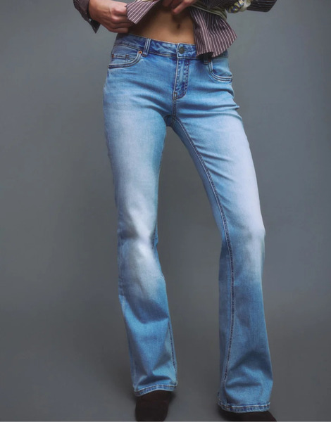  Stradivarius D67 Slim Fit Boot Cut Jeans In Medium Light Blue Denim 